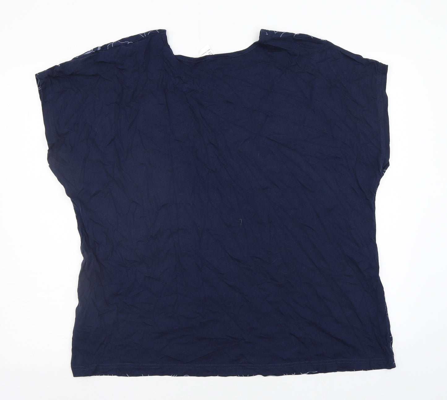 Preworn Womens Blue Floral  Basic T-Shirt Size 24