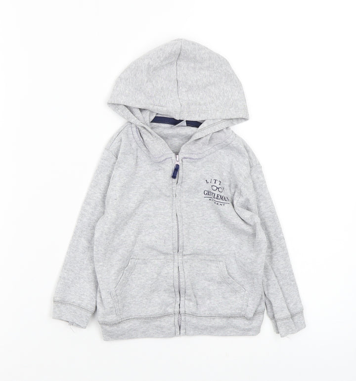 little gentelmen Boys Grey Full Zip Jumper Size 24 Months