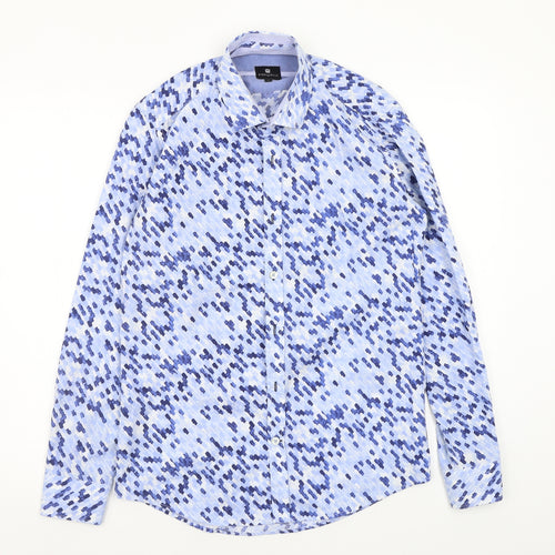 steel&jelly Mens Blue Geometric   Button-Up Size S