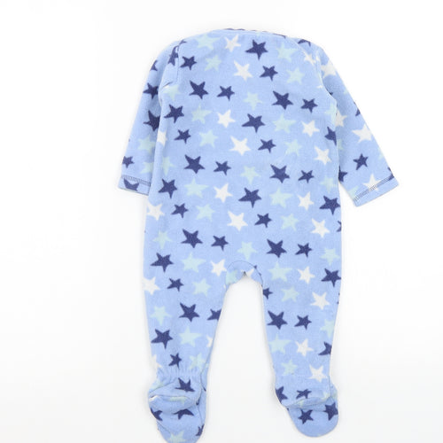 Asda George Boys Blue Solid  Babydoll One Piece Size 6-9 Months  - star detail