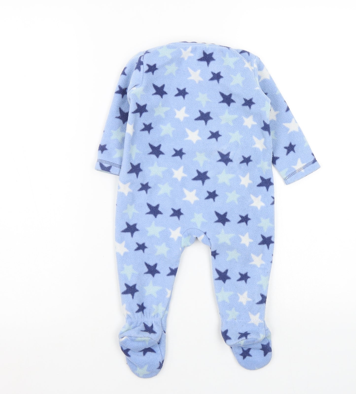 Asda George Boys Blue Solid  Babydoll One Piece Size 6-9 Months  - star detail