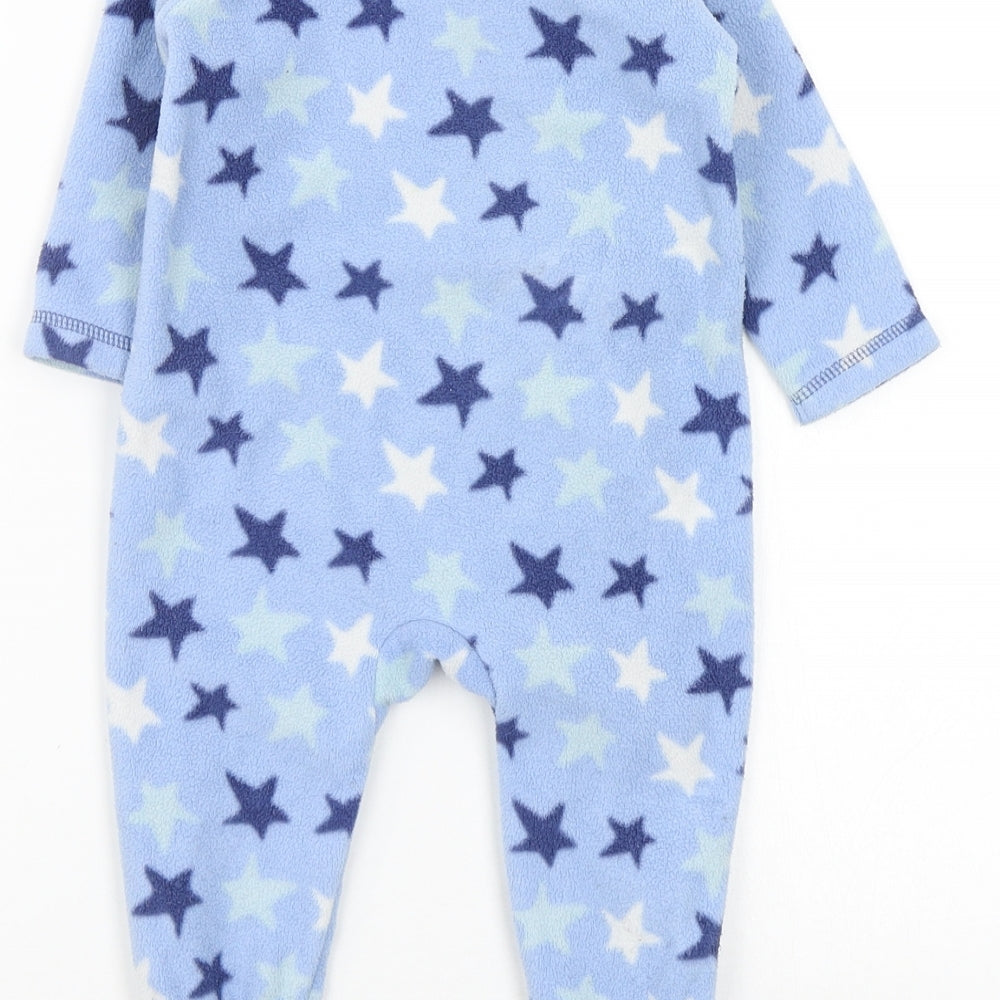 Asda George Boys Blue Solid  Babydoll One Piece Size 6-9 Months  - star detail