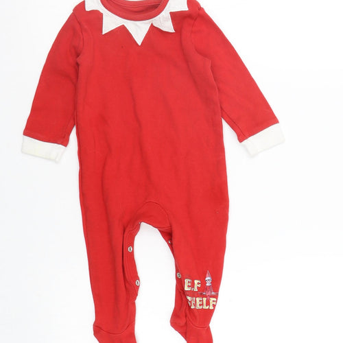 Asda George Baby Red Solid  Babydoll One Piece Size 6-9 Months  - babygrow
