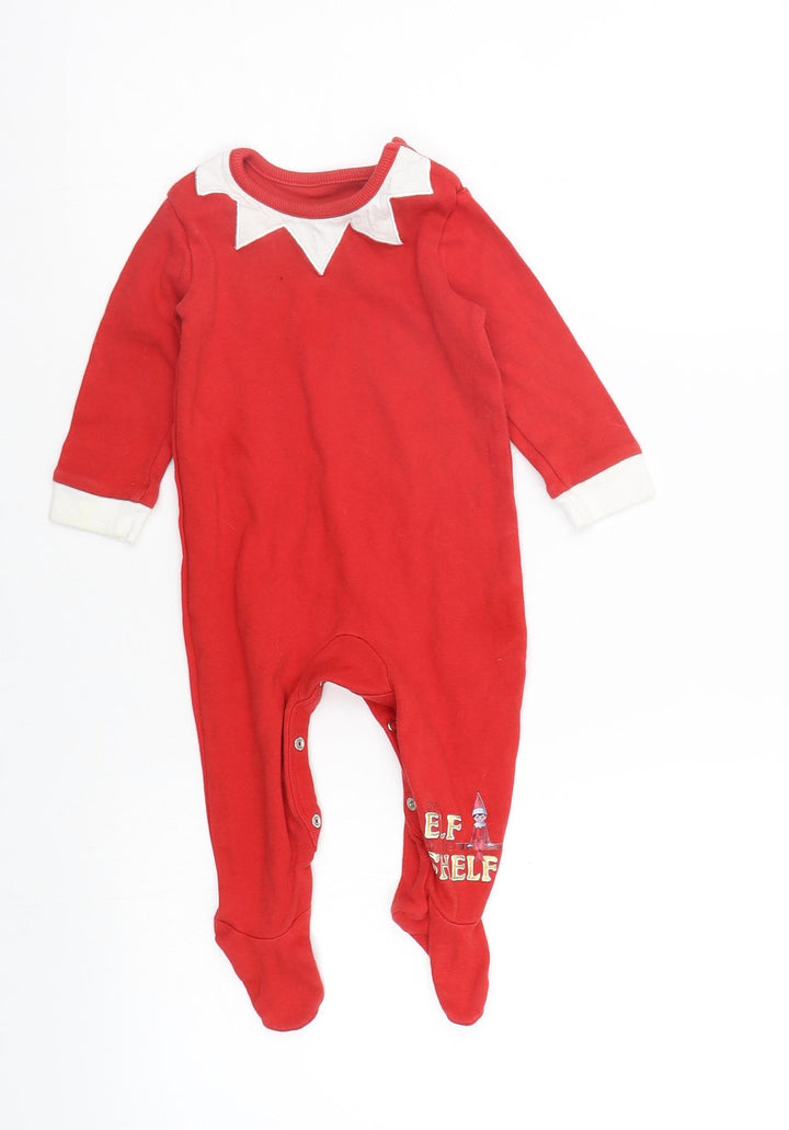 Asda George Baby Red Solid Babydoll One Piece Size 6-9 Months - babygrow