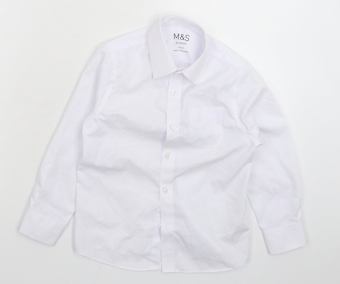Marks and Spencer Boys White   Basic Button-Up Size 5-6 Years  - School