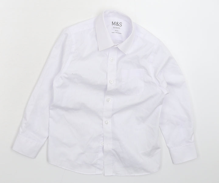 Marks and Spencer Boys White   Basic Button-Up Size 5-6 Years  - School