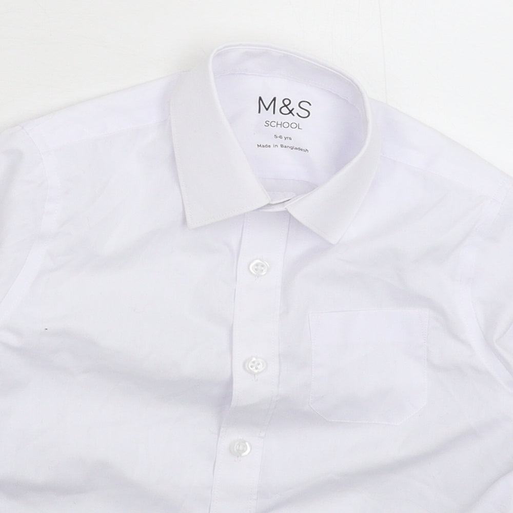 Marks and Spencer Boys White   Basic Button-Up Size 5-6 Years  - School