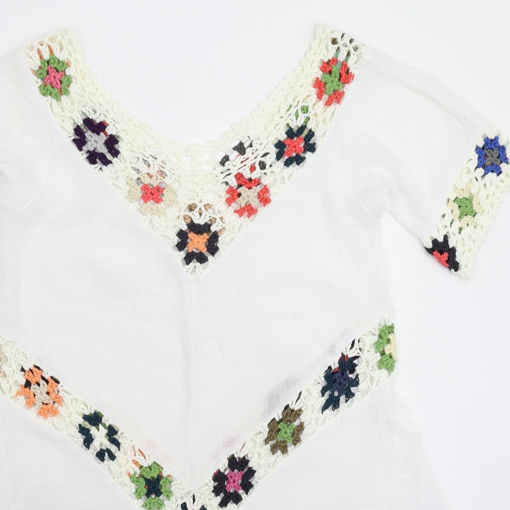 Preworn Womens White Floral  Mini  Size M