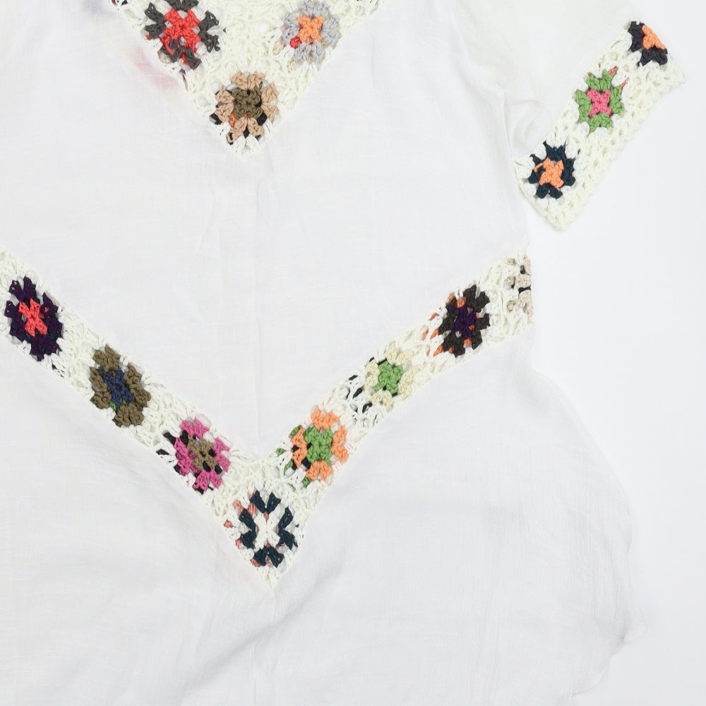 Preworn Womens White Floral  Mini  Size M