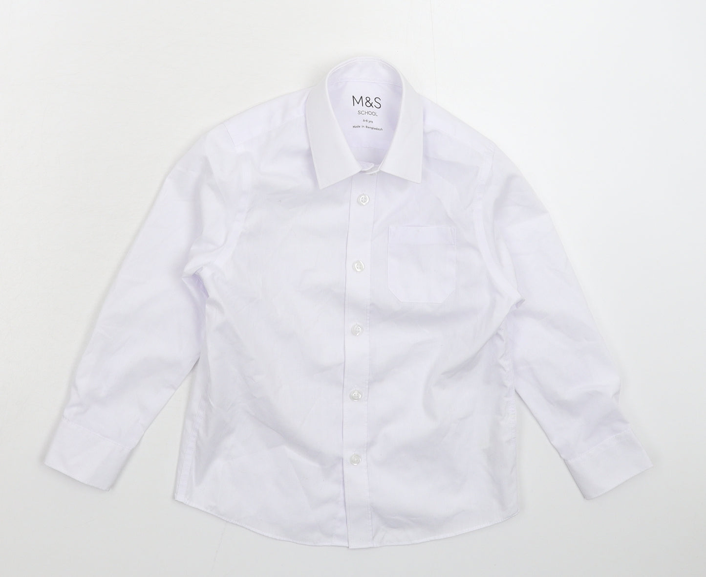 Marks and Spencer Boys White   Basic Button-Up Size 5-6 Years  - School
