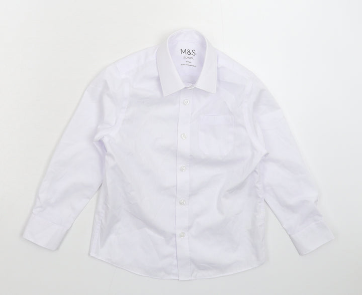 Marks and Spencer Boys White   Basic Button-Up Size 5-6 Years  - School