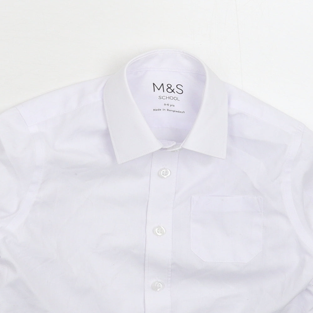 Marks and Spencer Boys White   Basic Button-Up Size 5-6 Years  - School