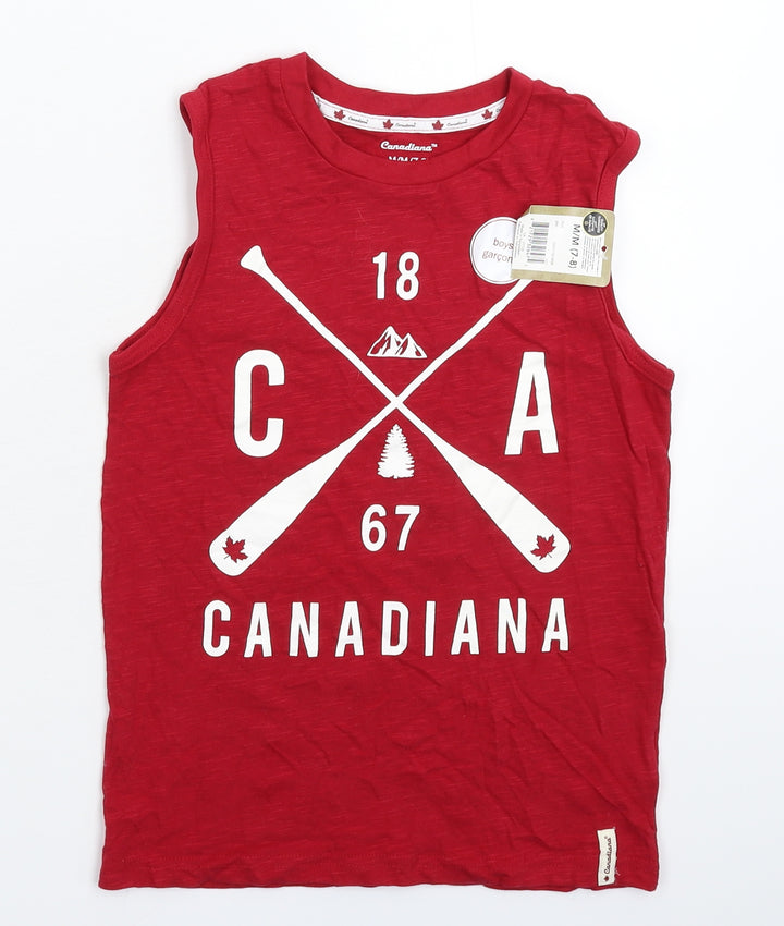 Canadiana Boys Red Basic Tank Size 7-8 Years