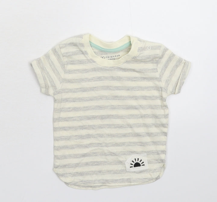 Primark Baby Grey Striped Basic T-Shirt Size 3-6 Months