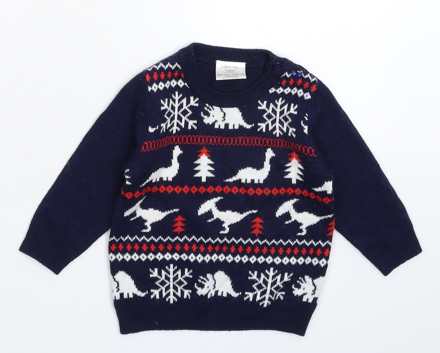 Lily & Dan Baby Blue  Knit Pullover Jumper Size 9-12 Months