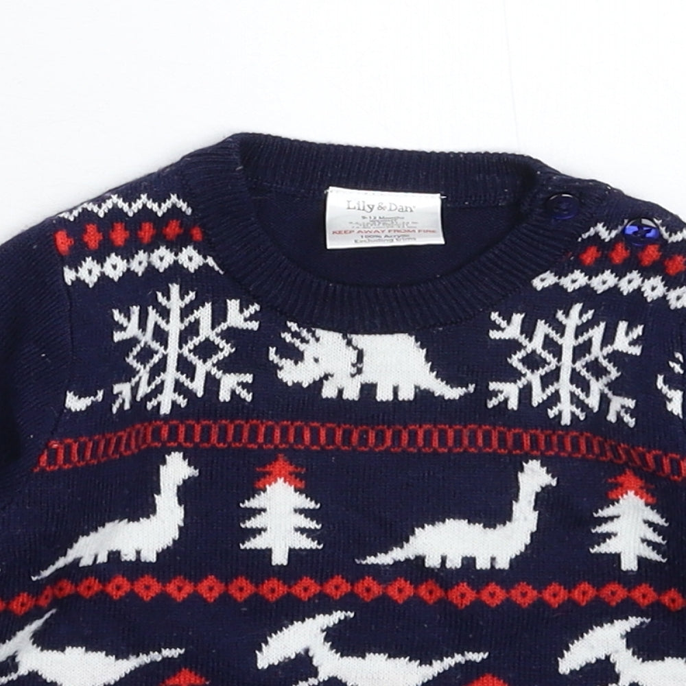 Lily & Dan Baby Blue  Knit Pullover Jumper Size 9-12 Months