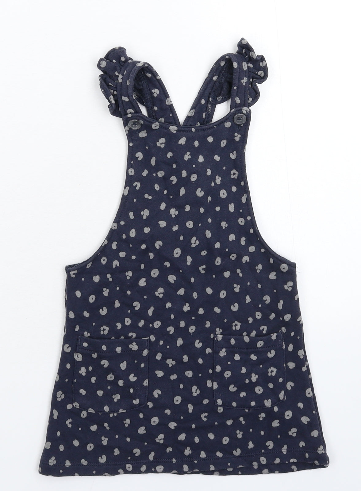 F&F Girls Blue Animal Print  Pinafore/Dungaree Dress  Size 3-4 Years