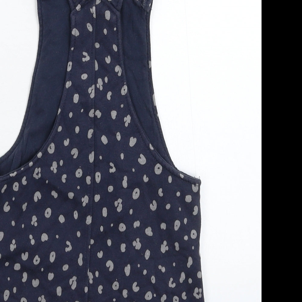 F&F Girls Blue Animal Print  Pinafore/Dungaree Dress  Size 3-4 Years