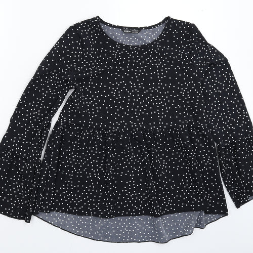 SheIn Womens Black Polka Dot  Basic Blouse Size S
