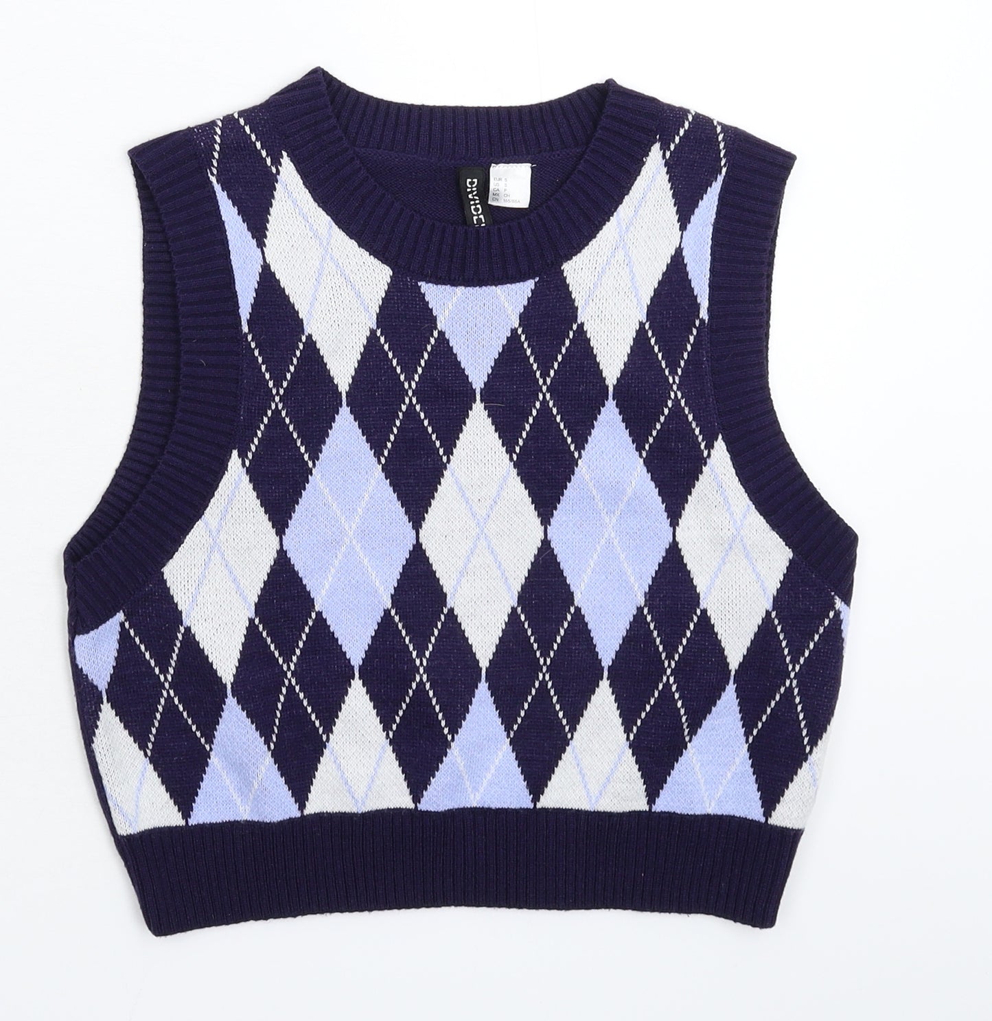 Divided Womens Multicoloured Geometric Knit Vest Jumper Size S