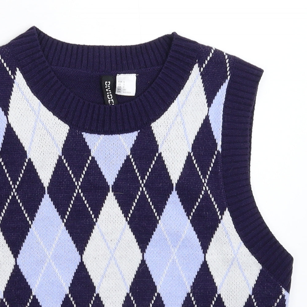Divided Womens Multicoloured Geometric Knit Vest Jumper Size S