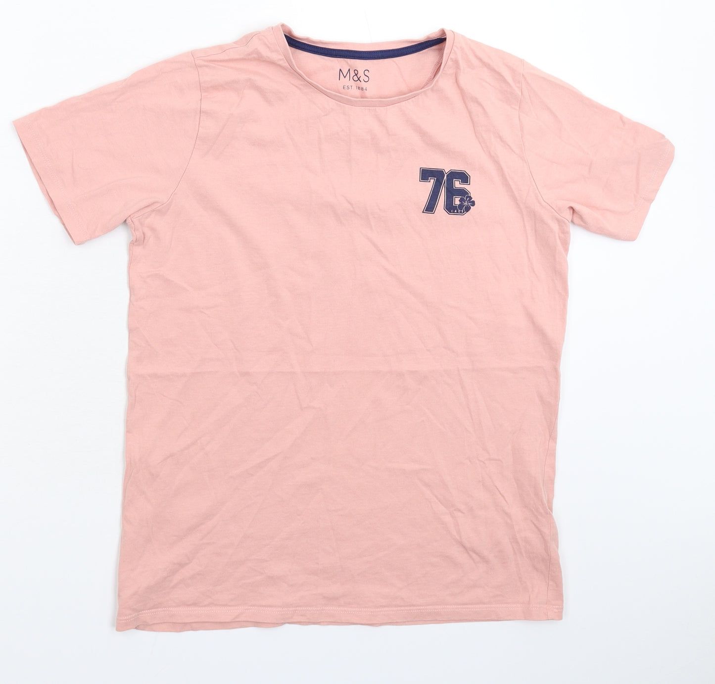 Marks and Spencer Boys Pink   Basic T-Shirt Size 13-14 Years