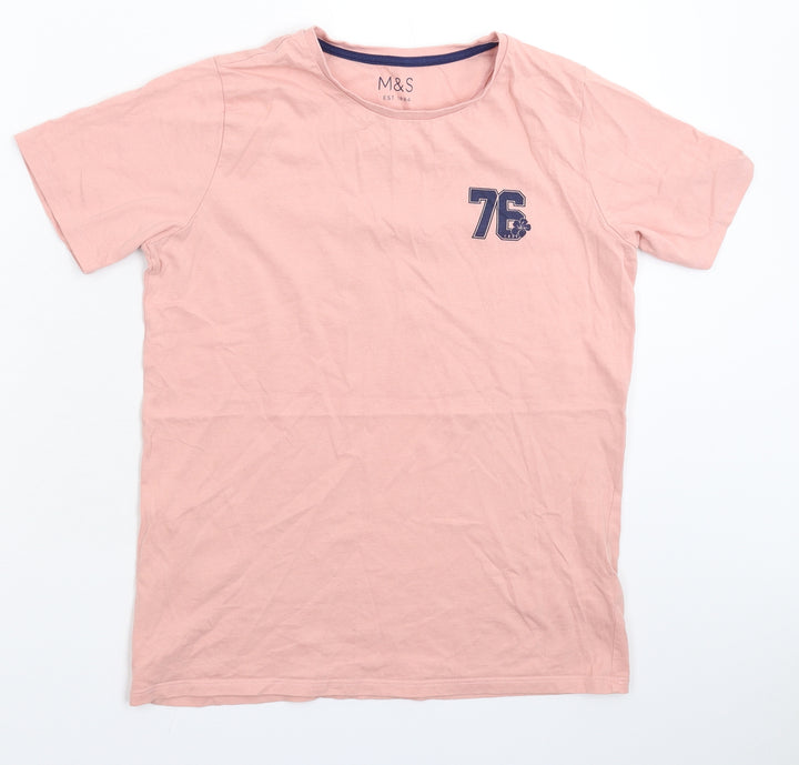Marks and Spencer Boys Pink   Basic T-Shirt Size 13-14 Years