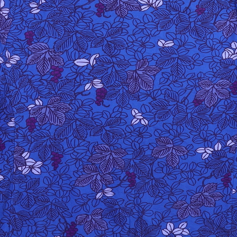 Patra Womens Blue Floral  Jacket Blazer Size M