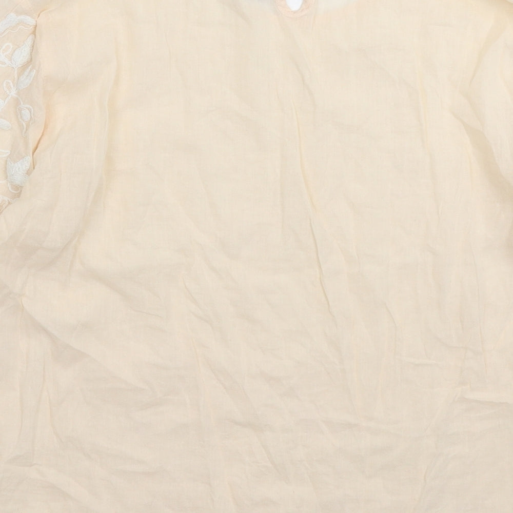 Mango Womens Beige Floral  Basic T-Shirt Size L