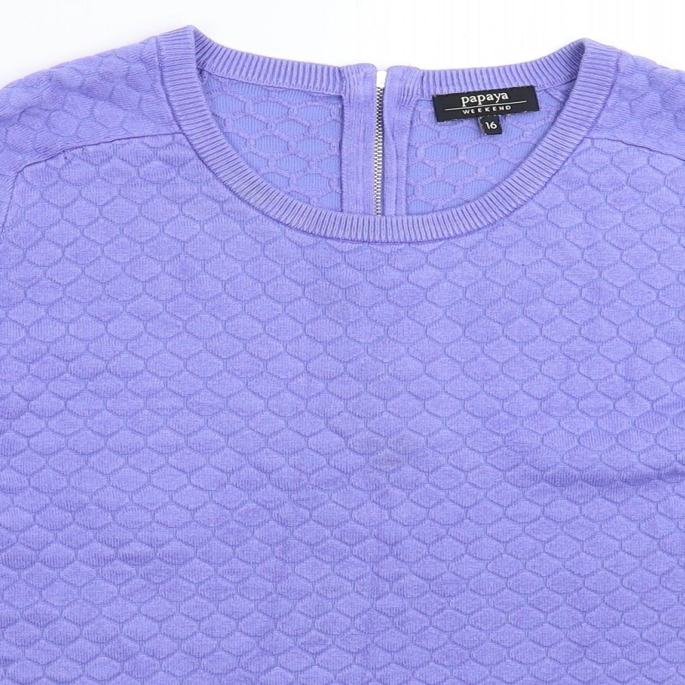 Papaya Womens Purple  Knit Pullover Jumper Size 16