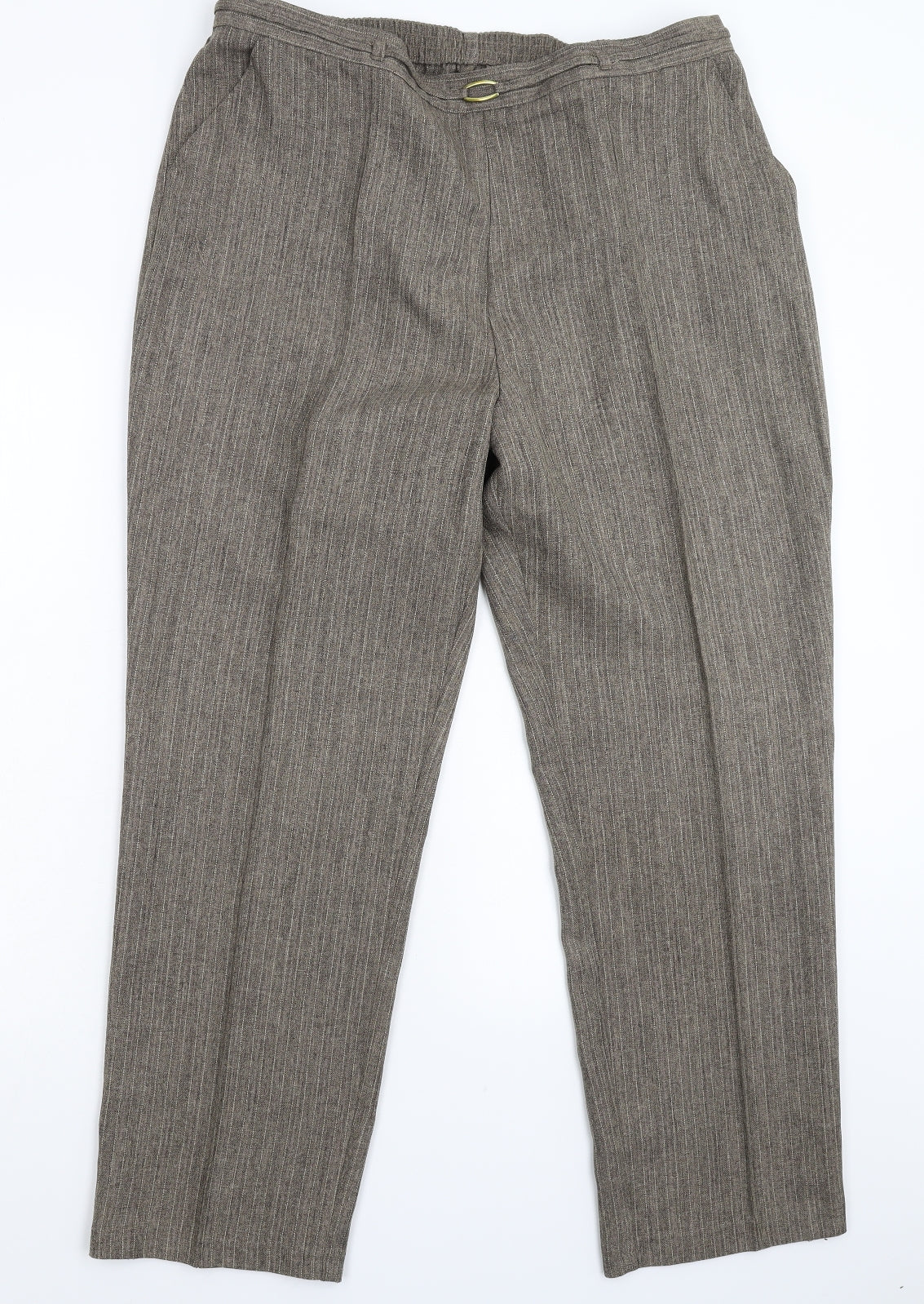 Marks and Spencer Womens Grey Striped  Trousers  Size 16 L29 in
