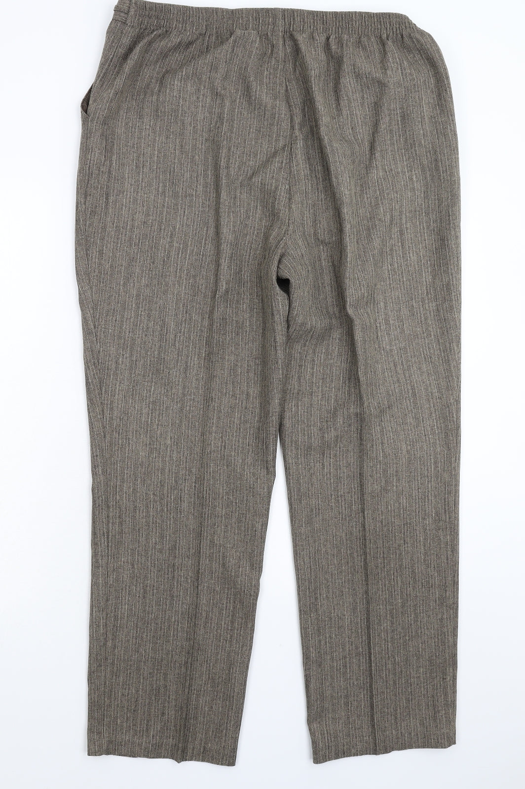 Marks and Spencer Womens Grey Striped  Trousers  Size 16 L29 in