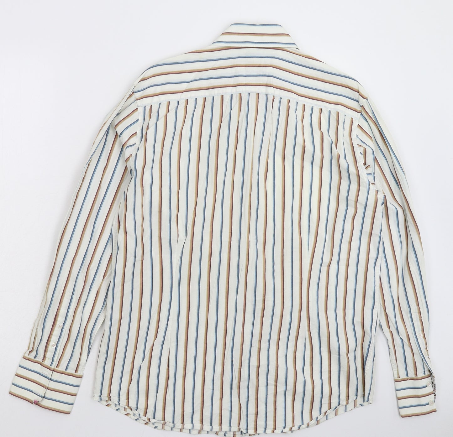 Burton Mens White Striped   Button-Up Size L