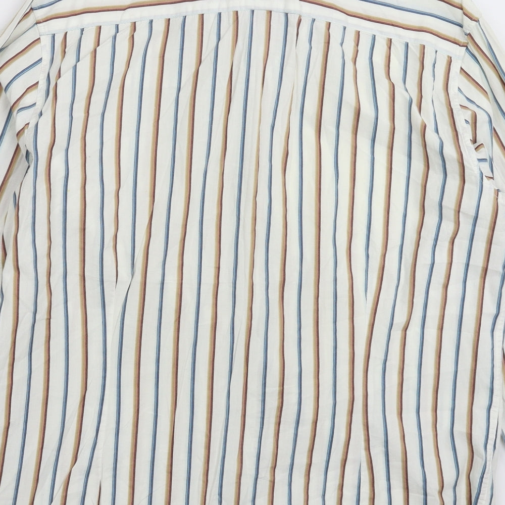 Burton Mens White Striped   Button-Up Size L