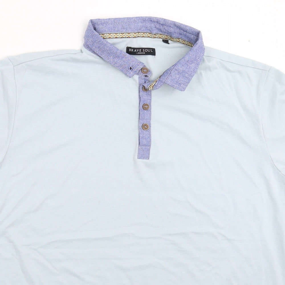 Brave Soul Mens Blue    Polo Size XL
