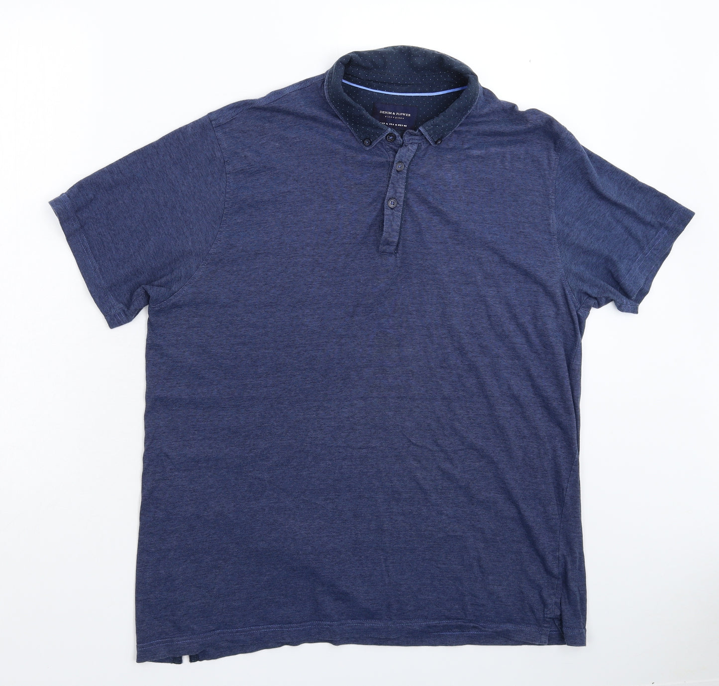 Denim & Flower Mens Blue    Polo Size XL