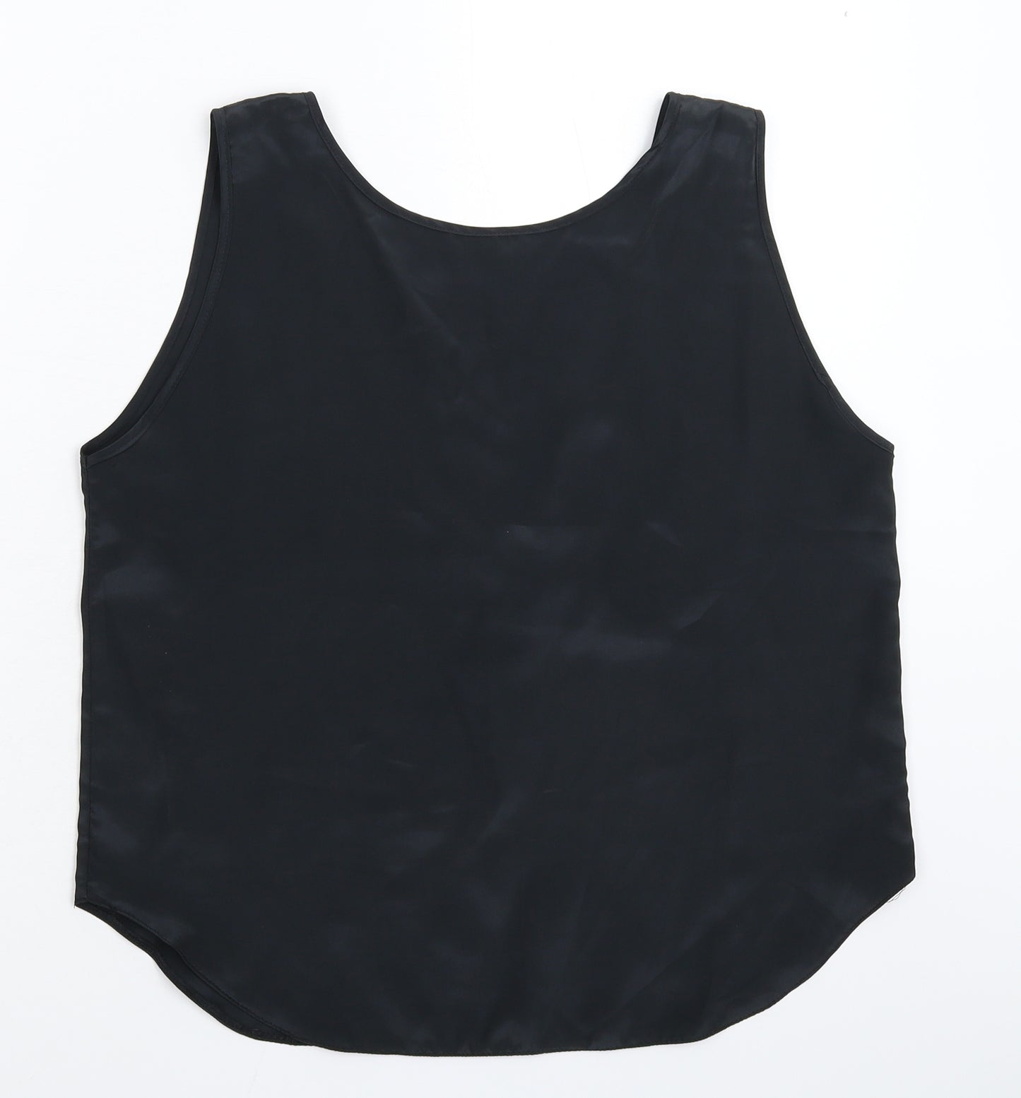 Preworn Womens Black  Satin Basic Tank Size 14