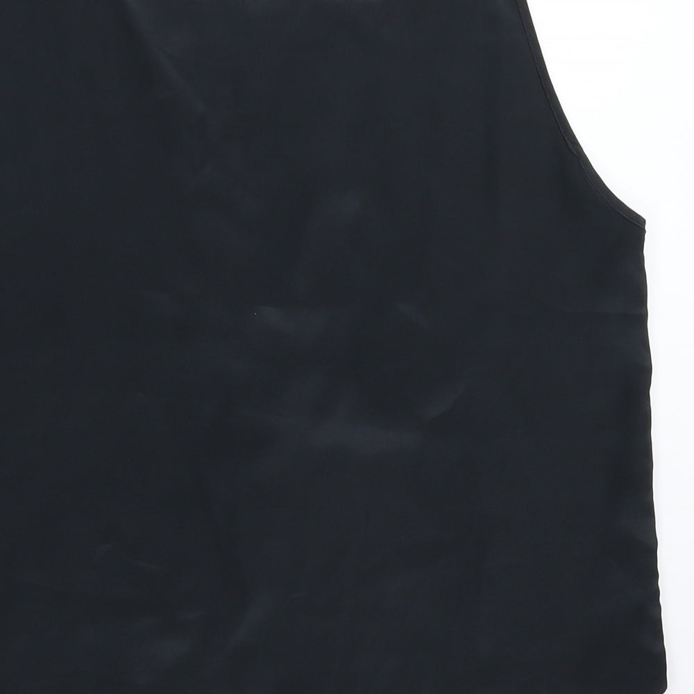 Preworn Womens Black  Satin Basic Tank Size 14