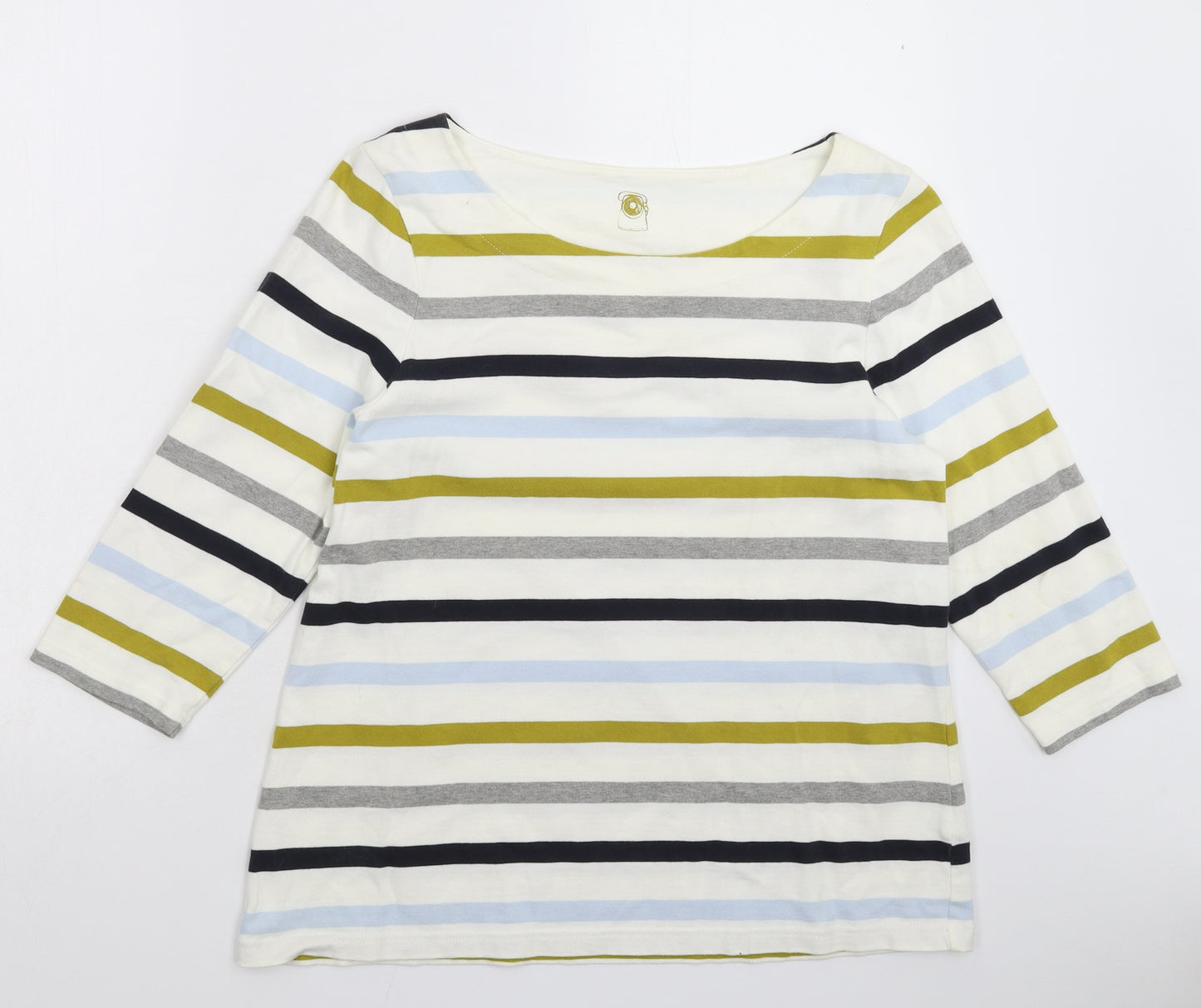 White Stuff Womens White Striped Knit Pullover Jumper Size 16