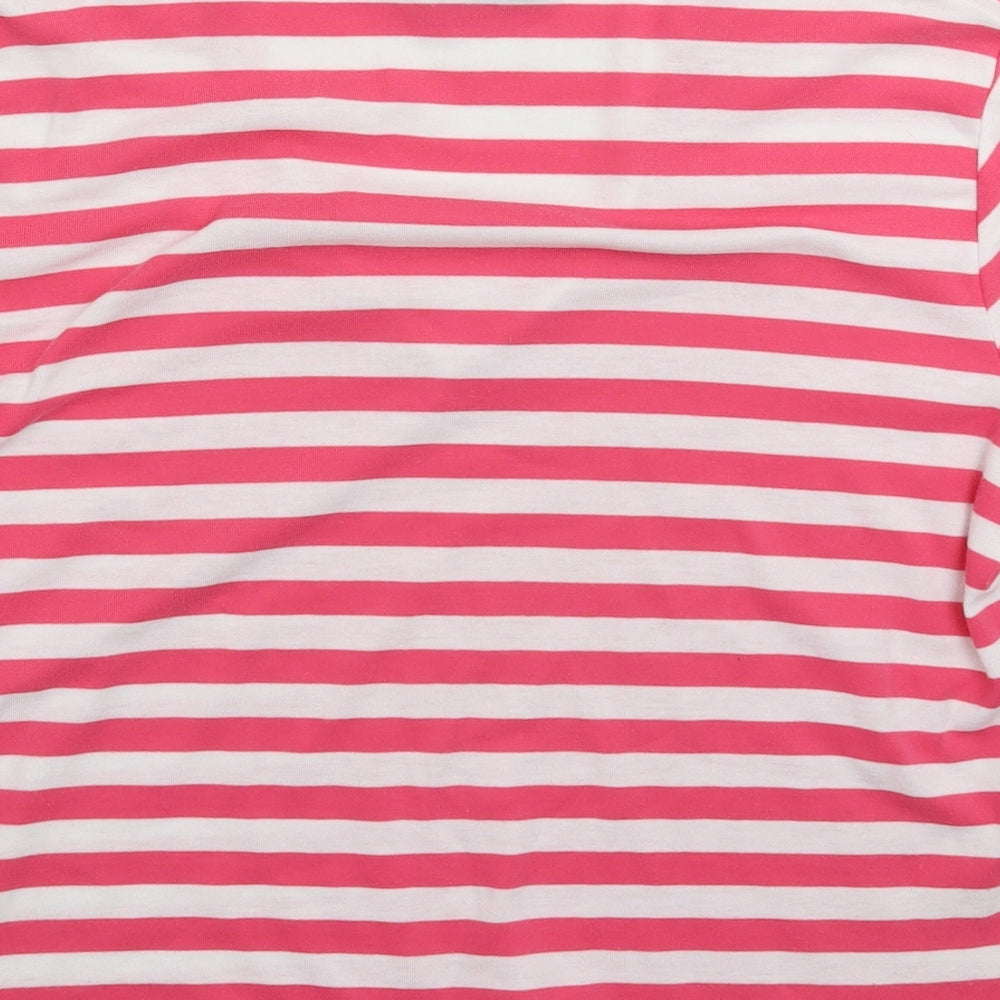 First Avenue Womens Pink Striped  Basic T-Shirt Size XL