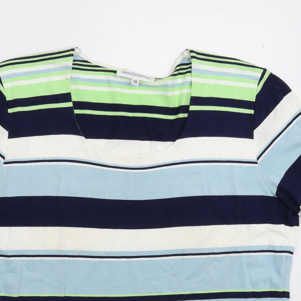 Gray Osbourn Womens Multicoloured Striped Knit Pullover Jumper Size 16