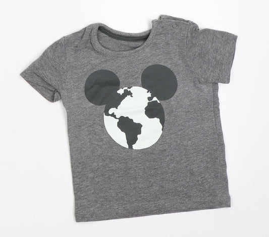 Front view of George boys’ grey basic t-shirt, size 6-9, months