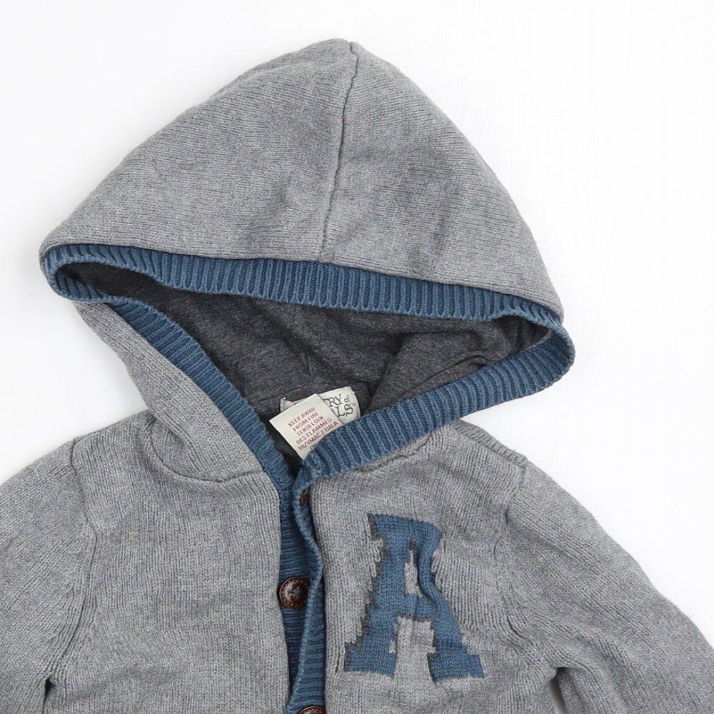 Ministry Of Rascals Boys Grey   Cardigan Hoodie Size 3-4 Years