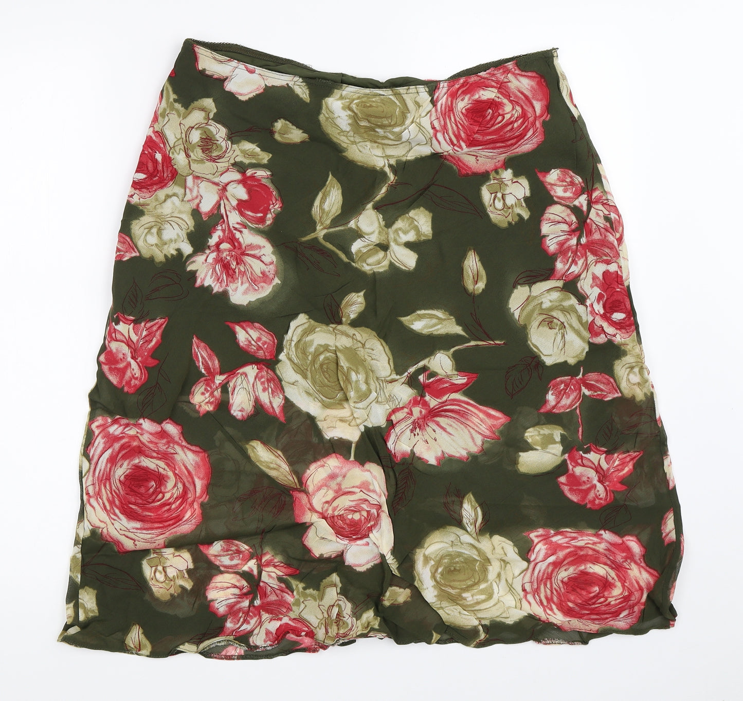 Etam Womens Green Floral  A-Line Skirt Size 32 in