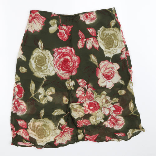 Etam Womens Green Floral  A-Line Skirt Size 32 in