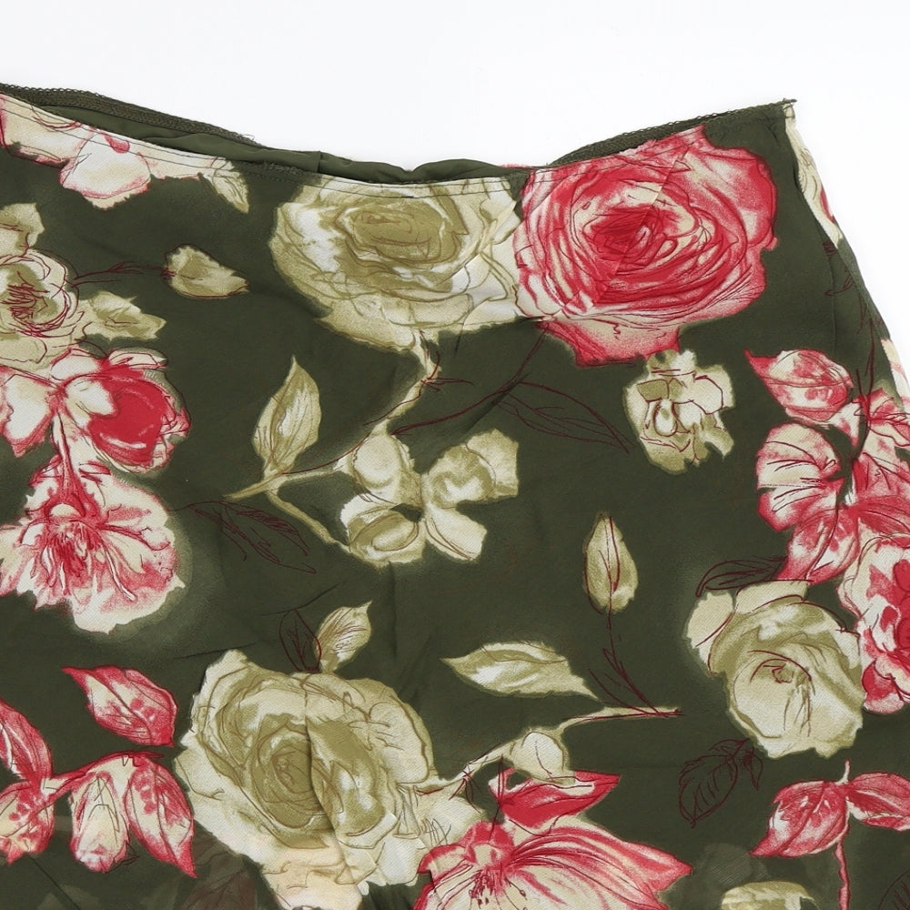 Etam Womens Green Floral  A-Line Skirt Size 32 in