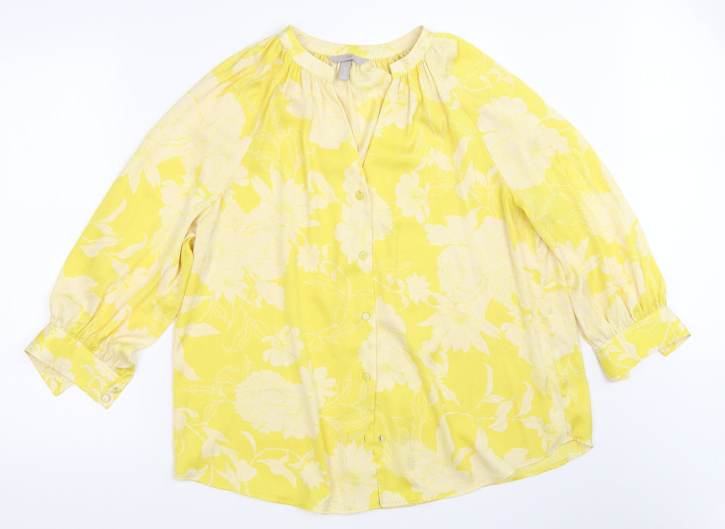 H&M Womens Yellow   Basic Button-Up Size 14