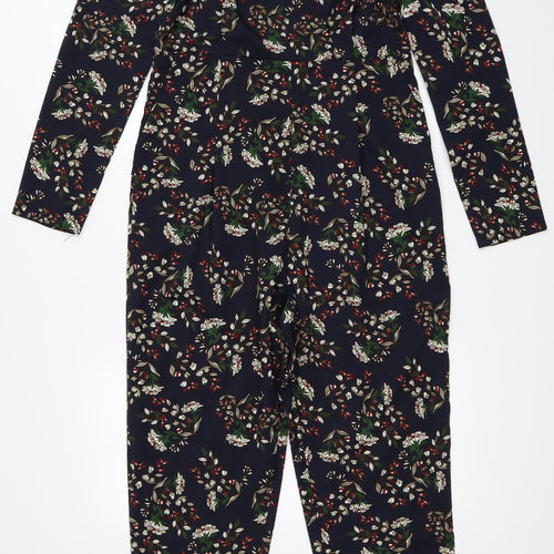 MISSTRUTH Womens Blue Floral  Jumpsuit One-Piece Size 14