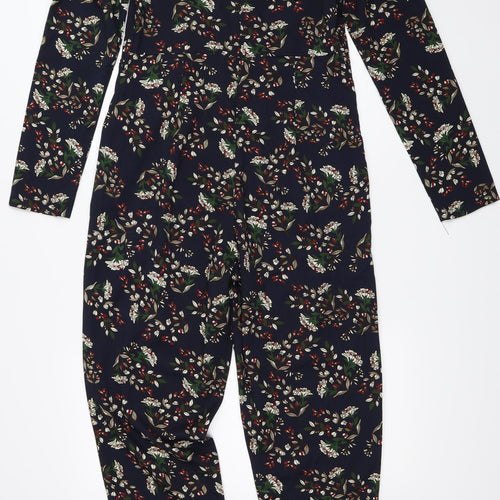 MISSTRUTH Womens Blue Floral  Jumpsuit One-Piece Size 14