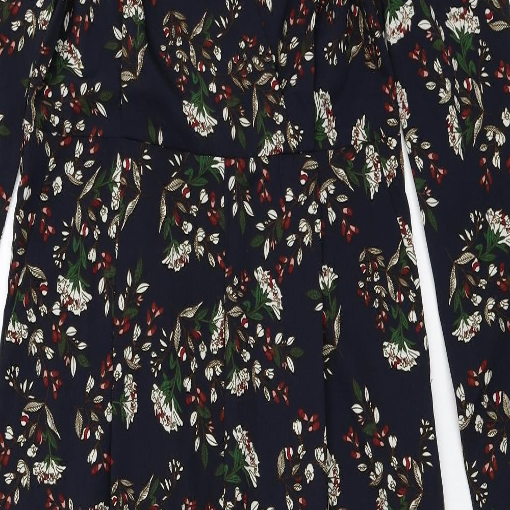 MISSTRUTH Womens Blue Floral  Jumpsuit One-Piece Size 14